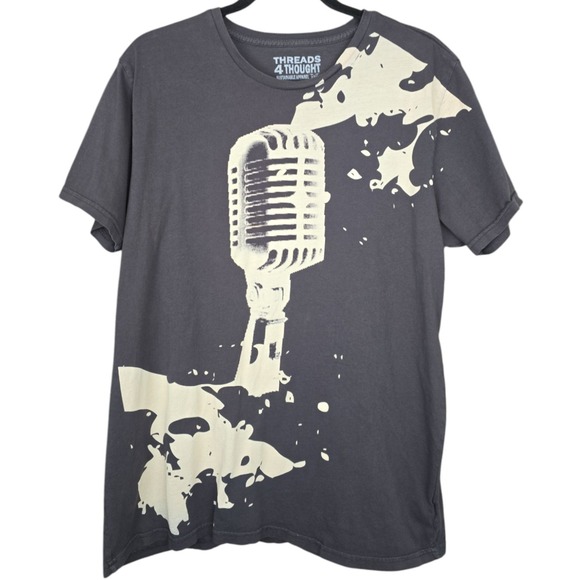 Threads 4 Thought Mens XL T-Shirt Dk Gray Crewneck Organic Cotton Mic Music Soft - Picture 1 of 6
